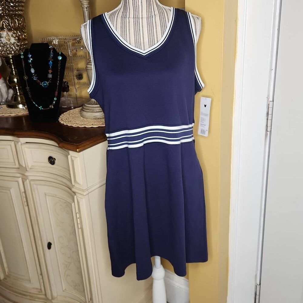 Elle sport navy cotton pique dress women's size Xl
